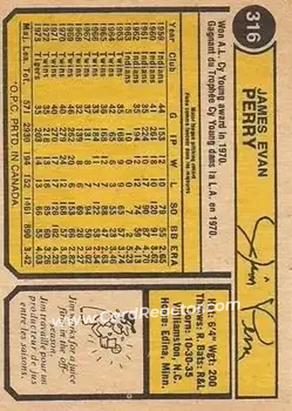 Back of Jim Perry
