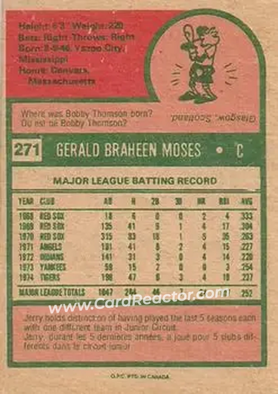 Back of Gerry Moses
