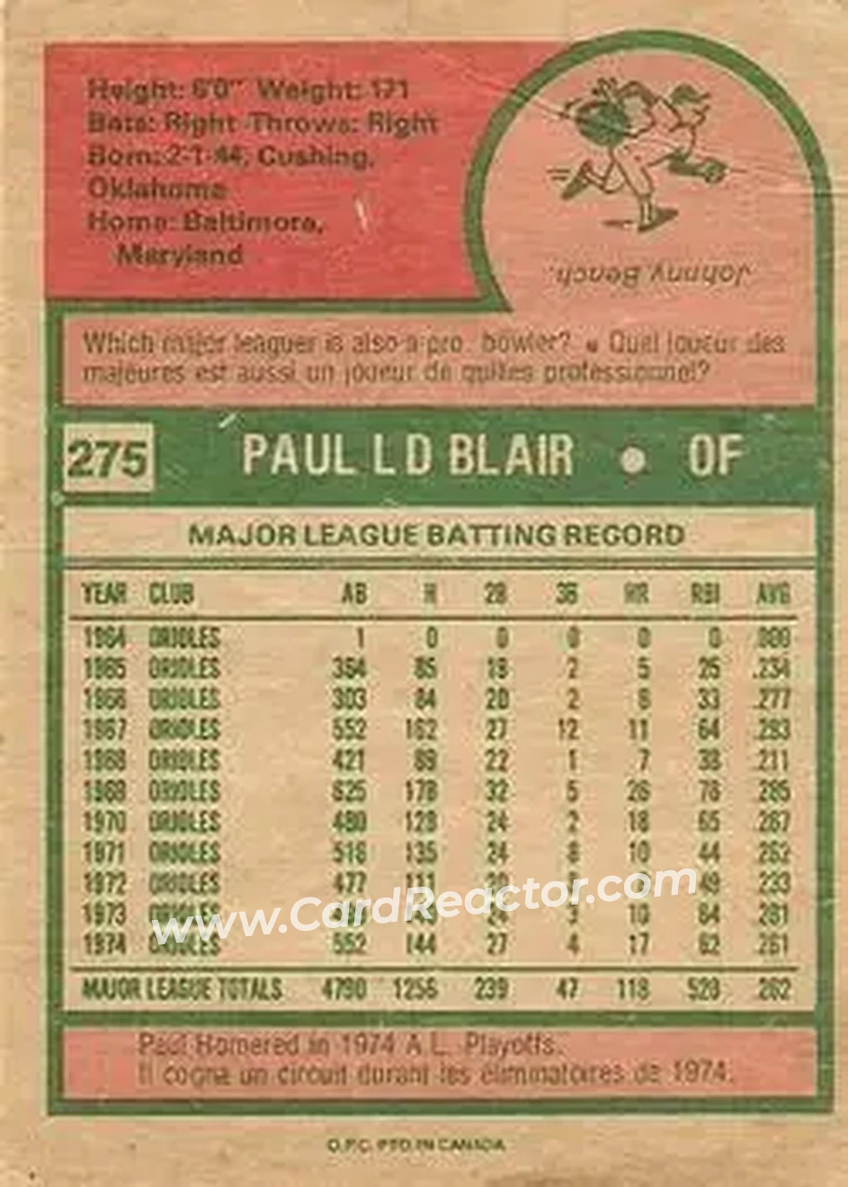 Back of Paul Blair