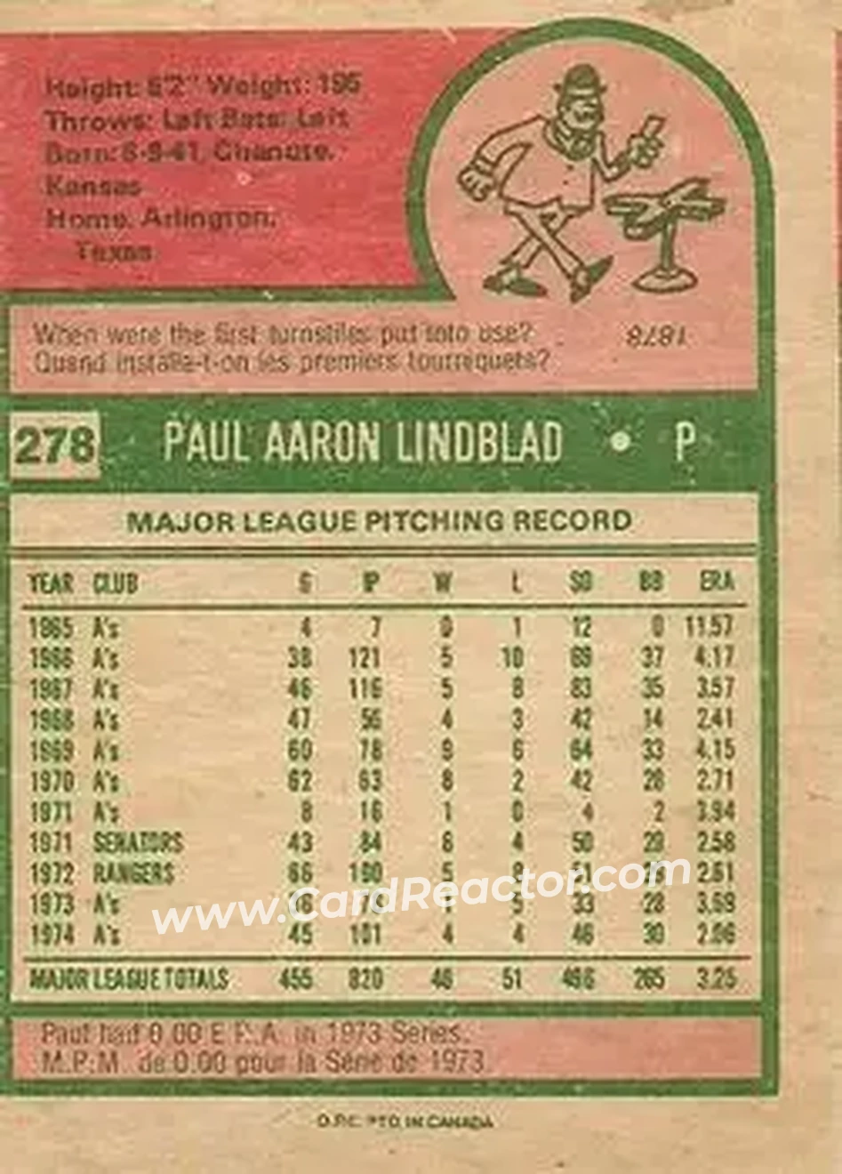 Back of Paul Lindblad