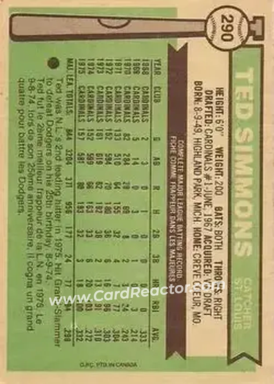 Back of Ted Simmons