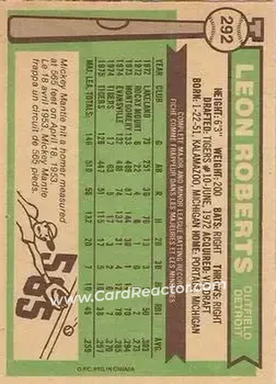 Back of Leon Roberts