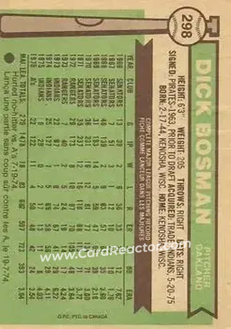Back of Dick Bosman