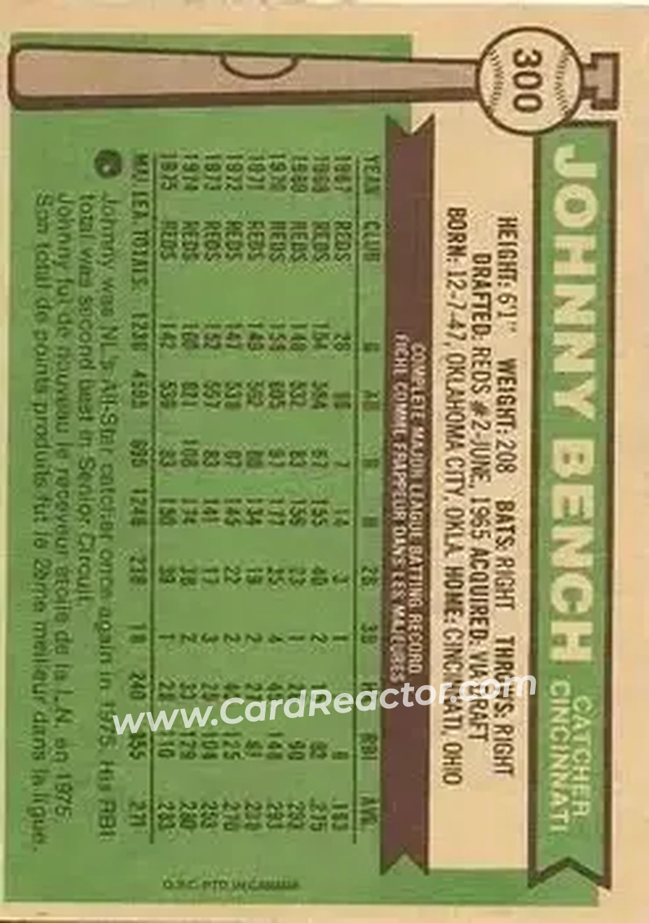 Back of Johnny Bench