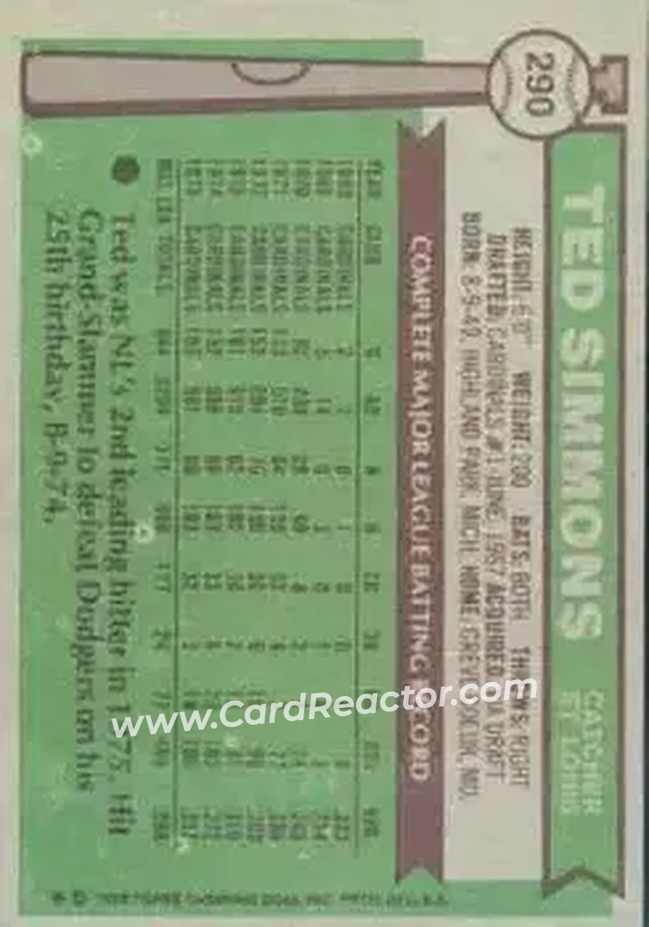 Back of Ted Simmons