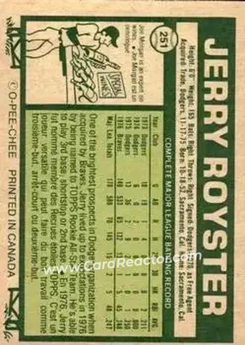 Back of Jerry Royster