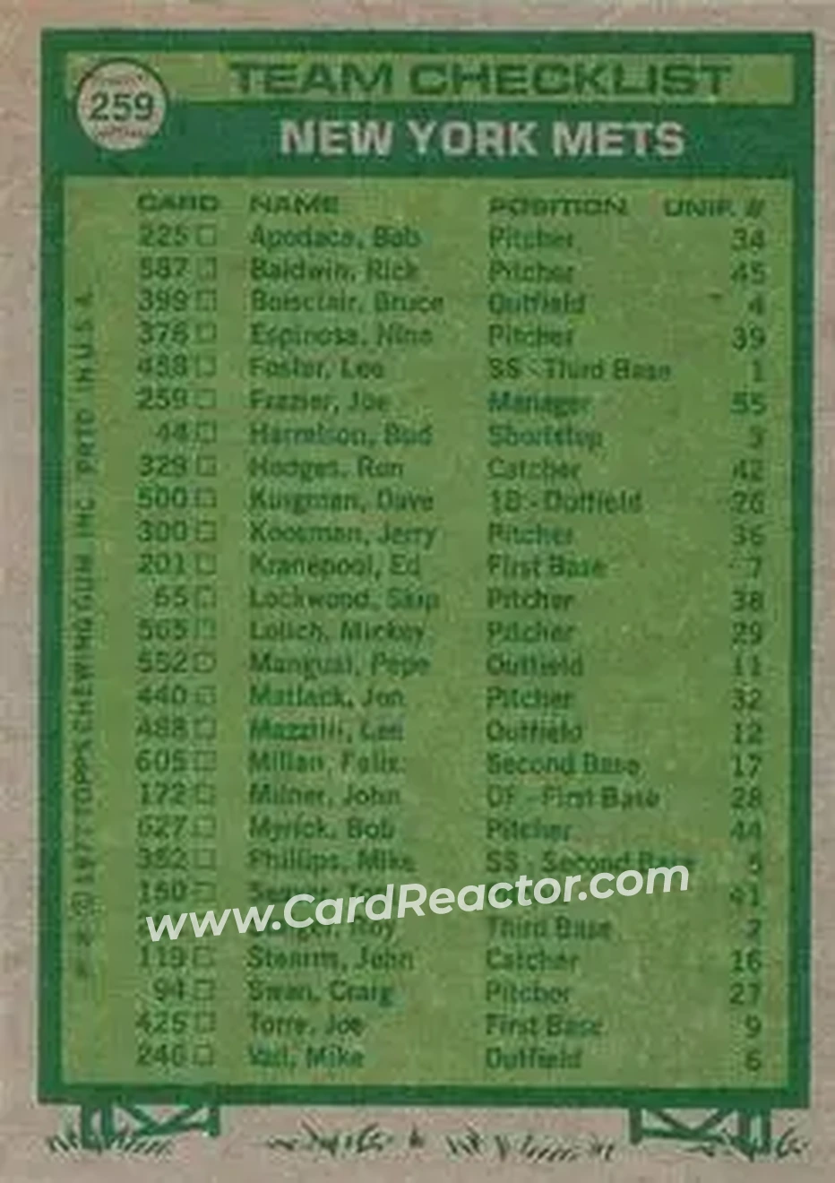 Back of Card #259