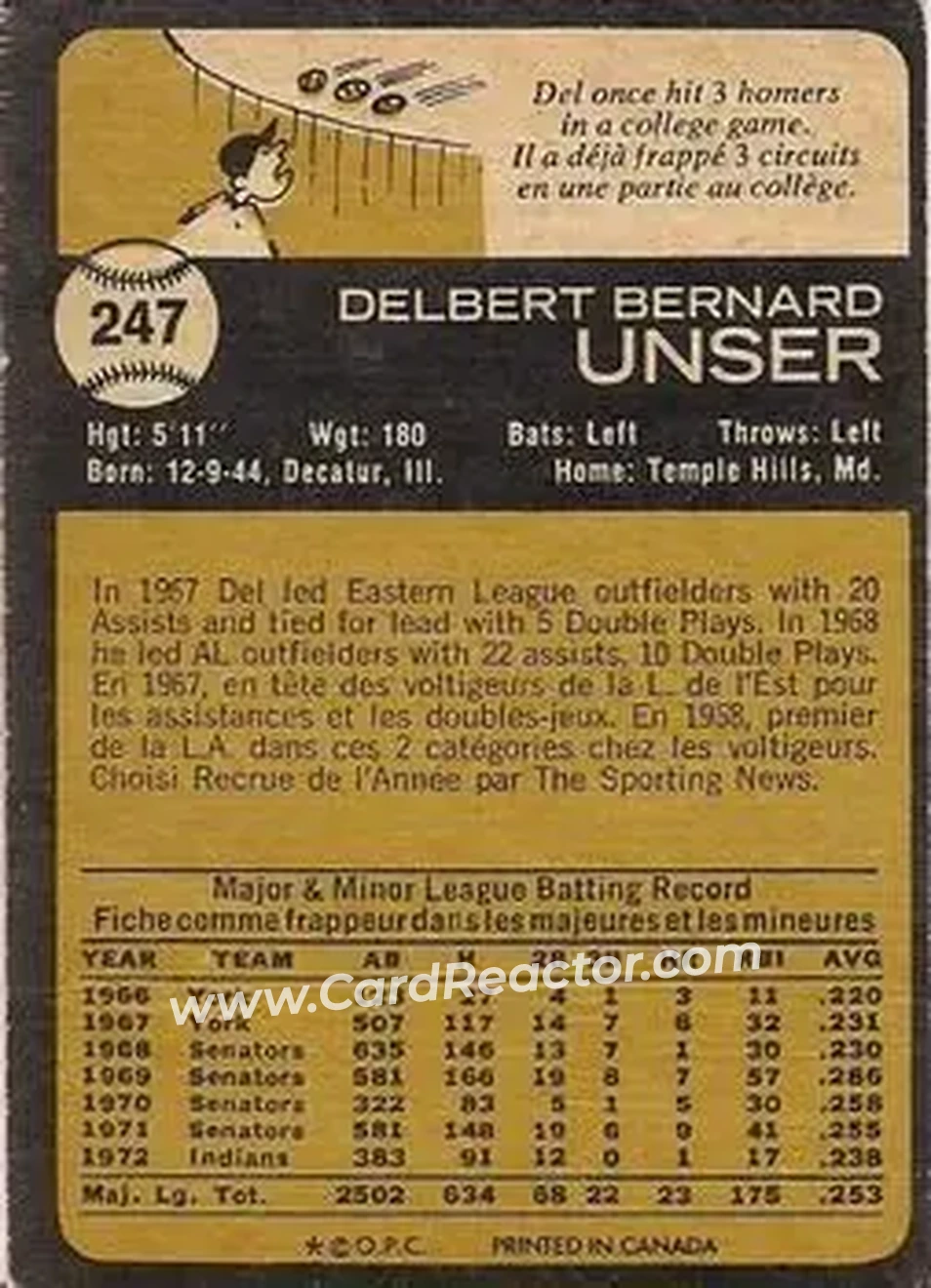Back of Del Unser