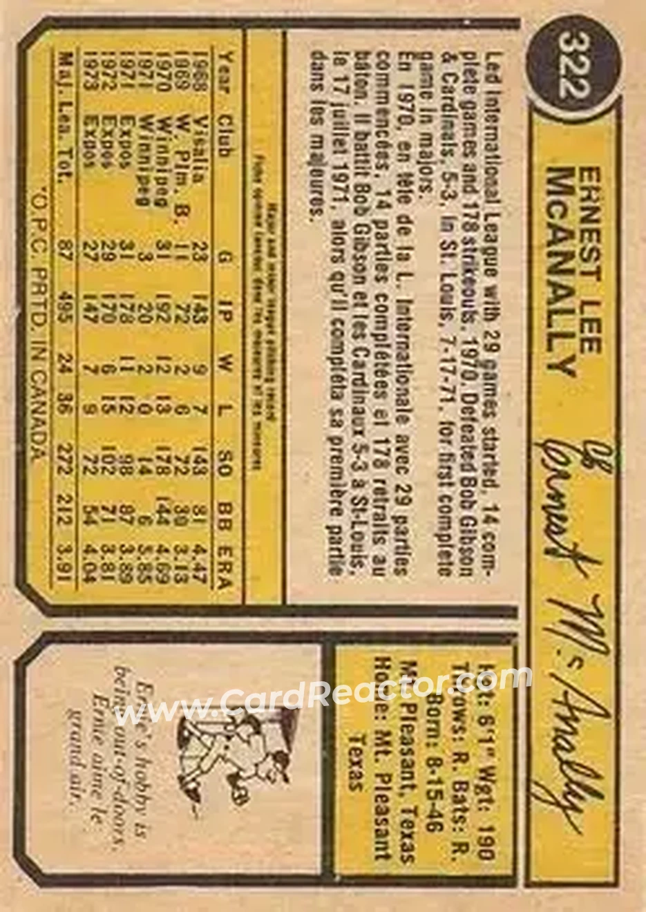 Back of Ernie McAnally