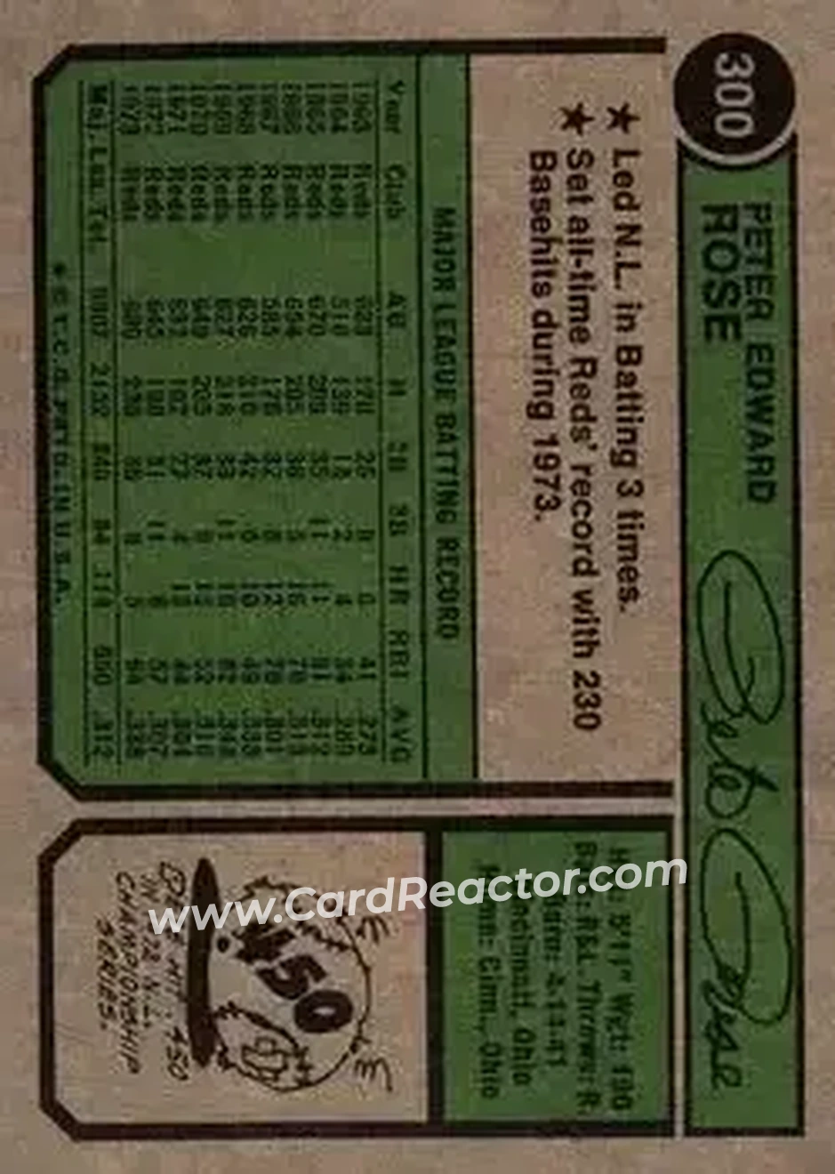 Back of Pete Rose