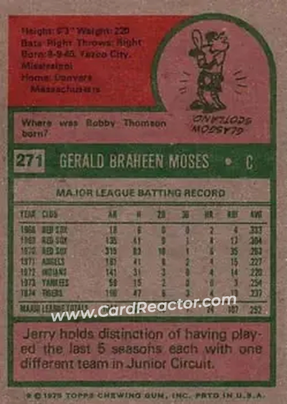 Back of Gerry Moses