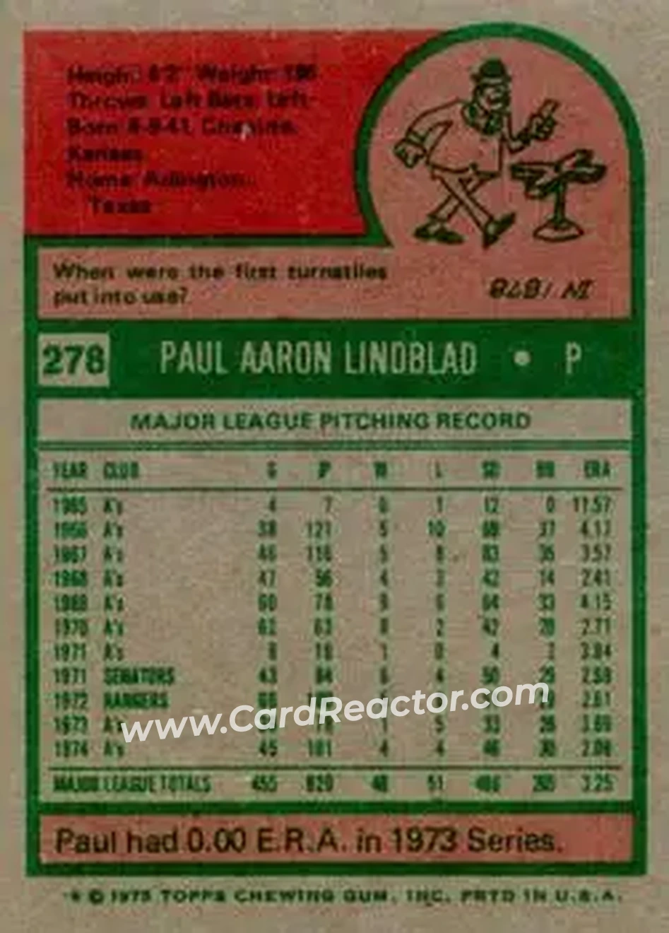 Back of Paul Lindblad