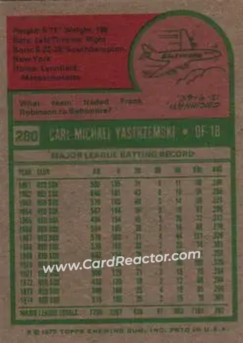 Back of Carl Yastrzemski