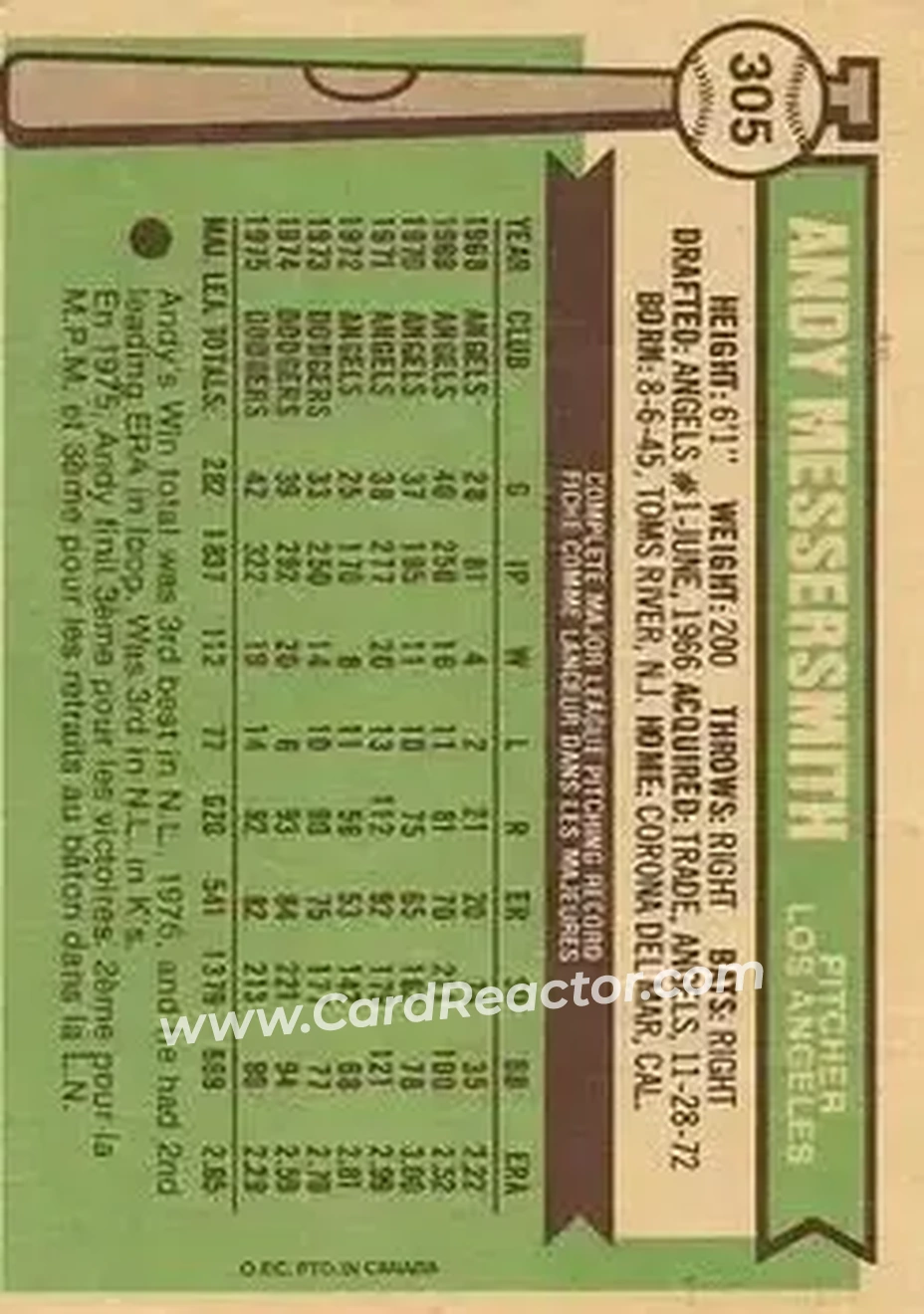 Back of Andy Messersmith