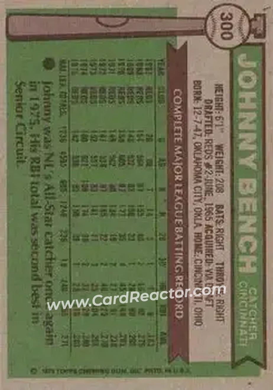 Back of Johnny Bench