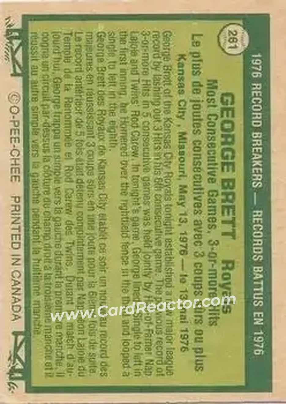 Back of George Brett
