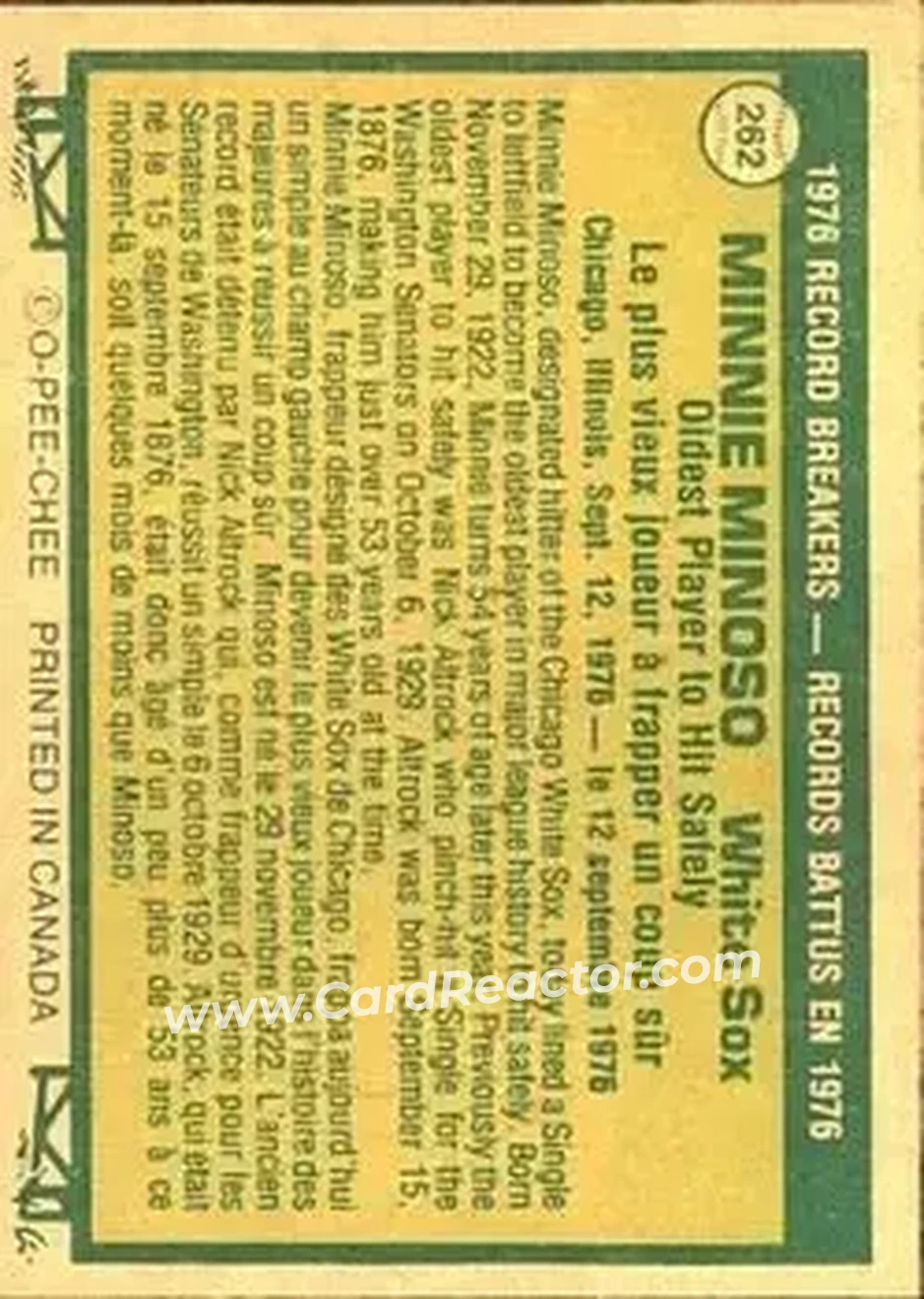 Back of Minnie Minoso
