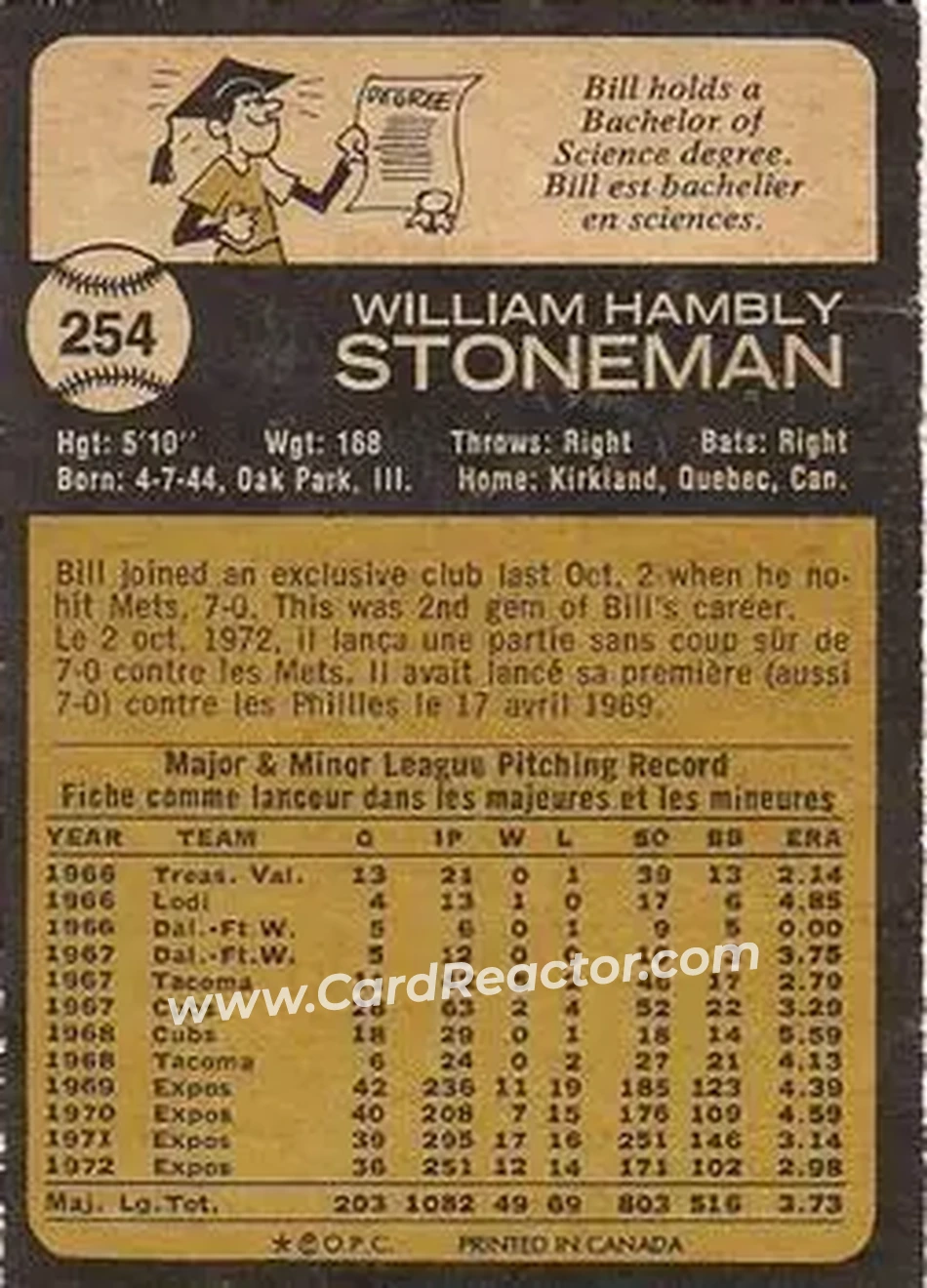 Back of Bill Stoneman