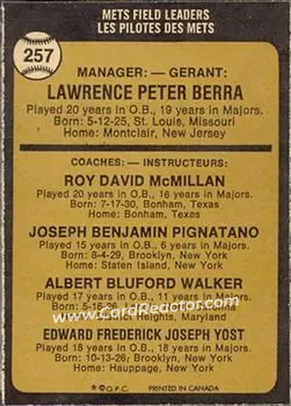 Back of Card #257