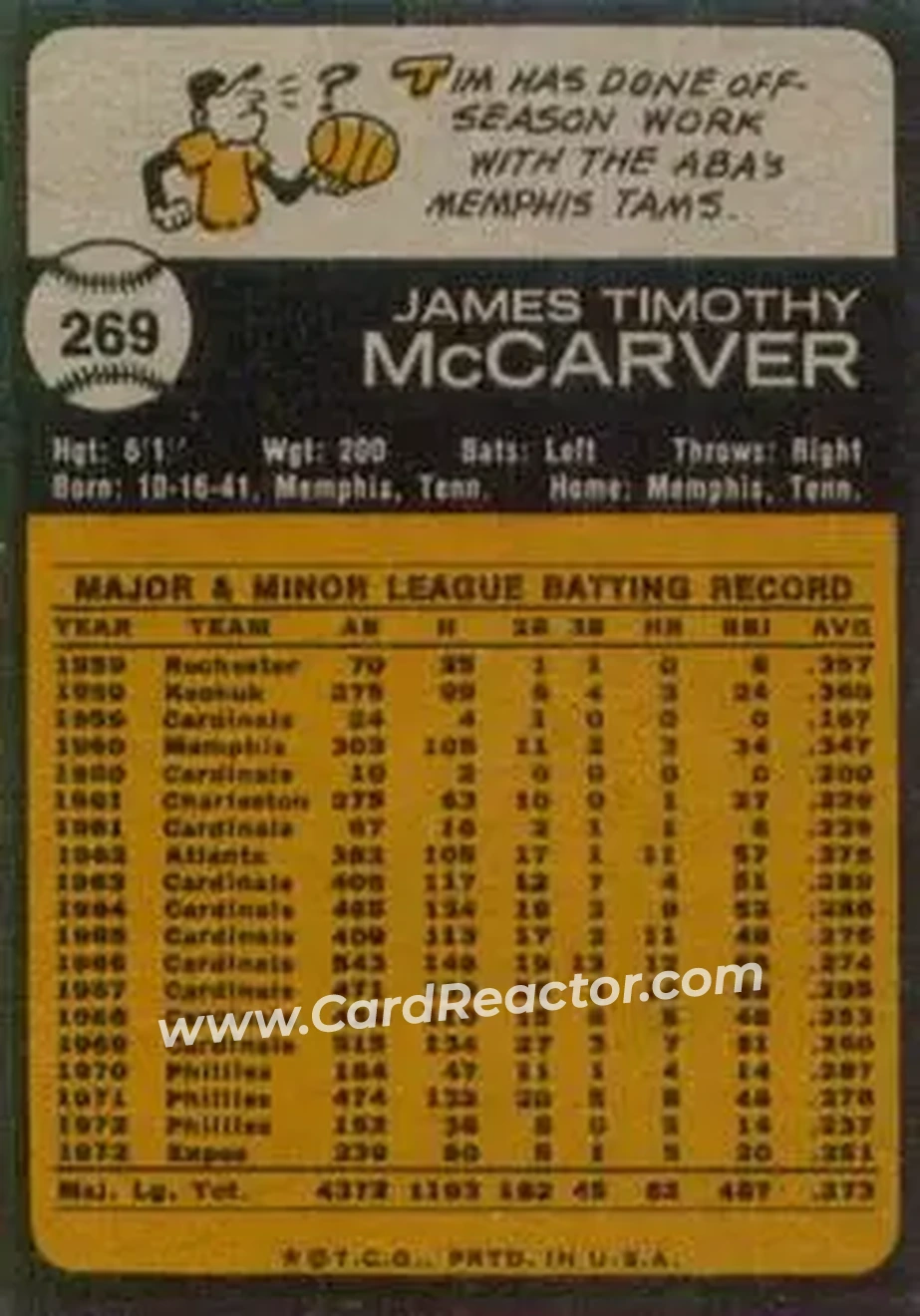 Back of Tim McCarver