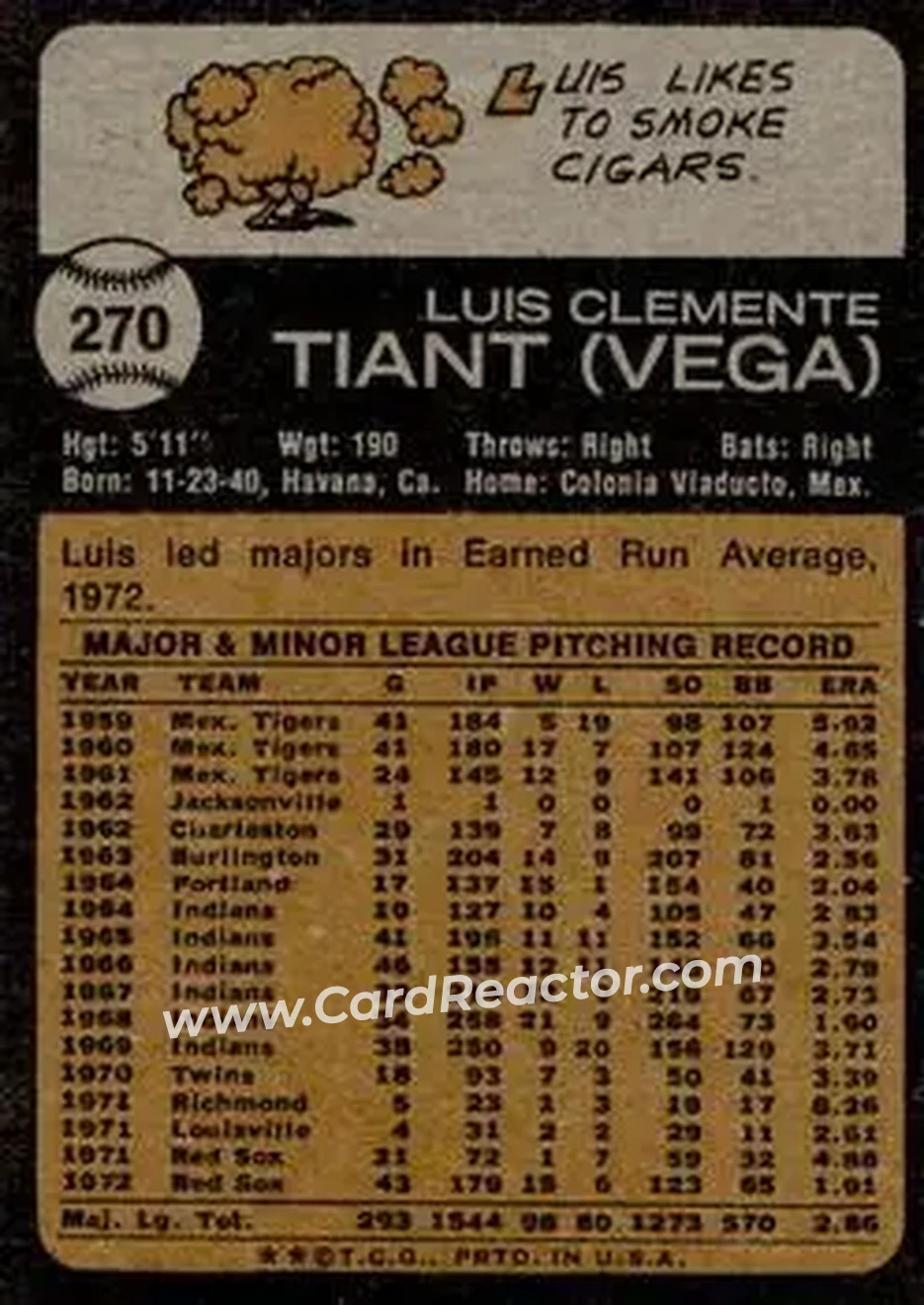 Back of Luis Tiant