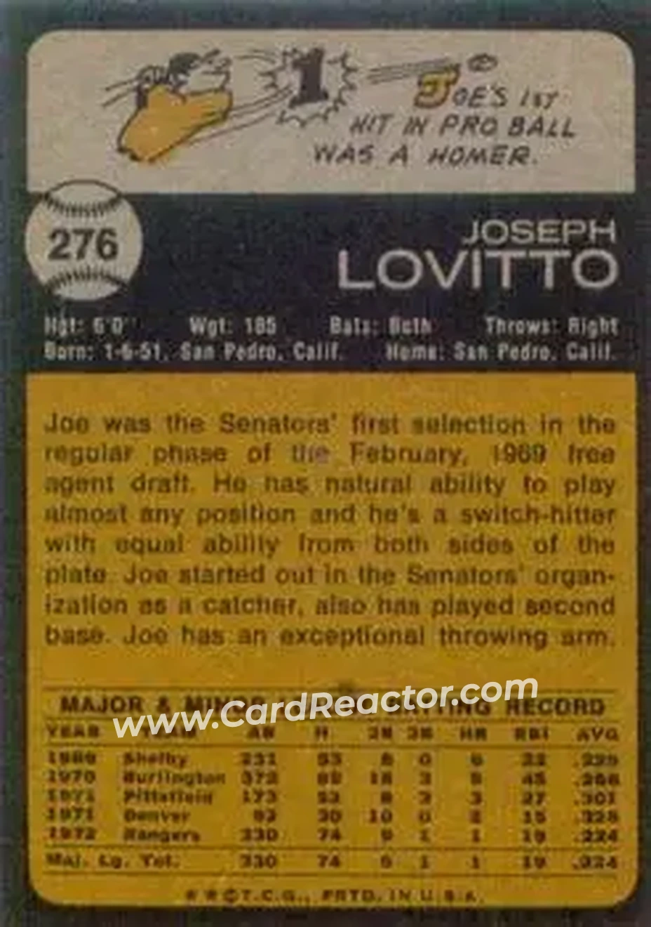 Back of Joe Lovitto