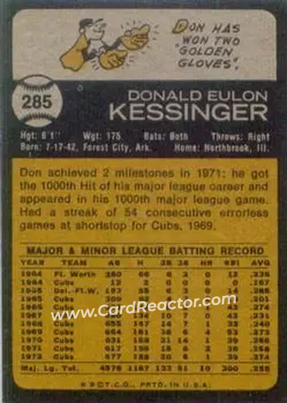 Back of Don Kessinger