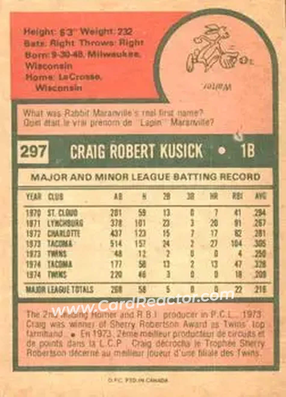 Back of Craig Kusick