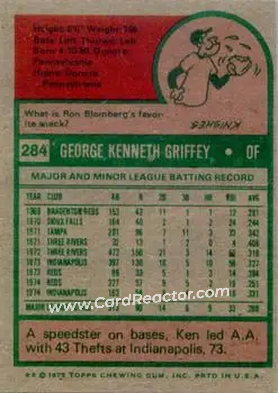 Back of Ken Griffey