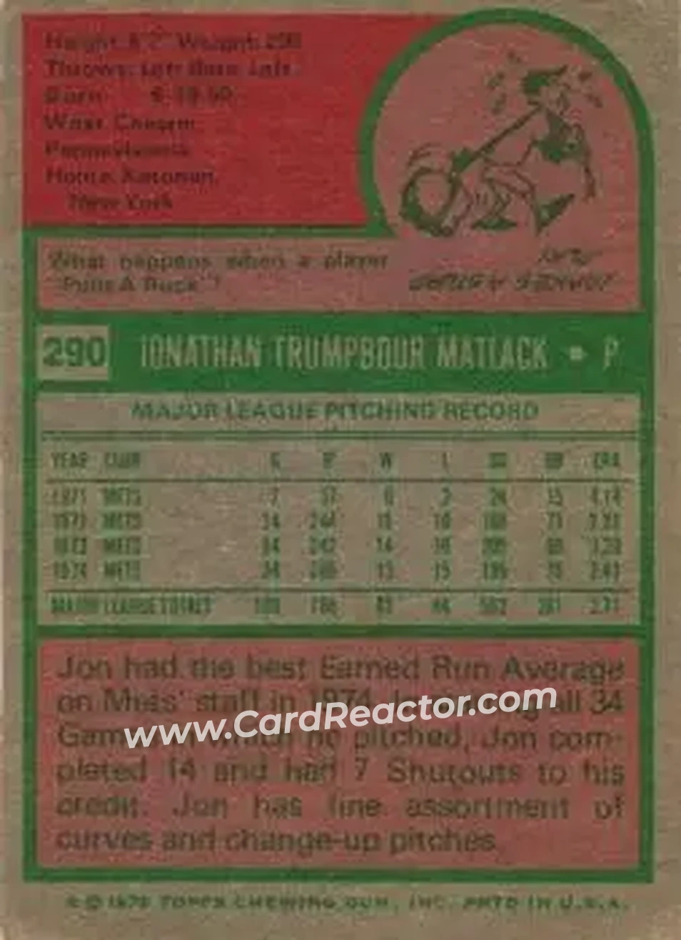 Back of Jon Matlack