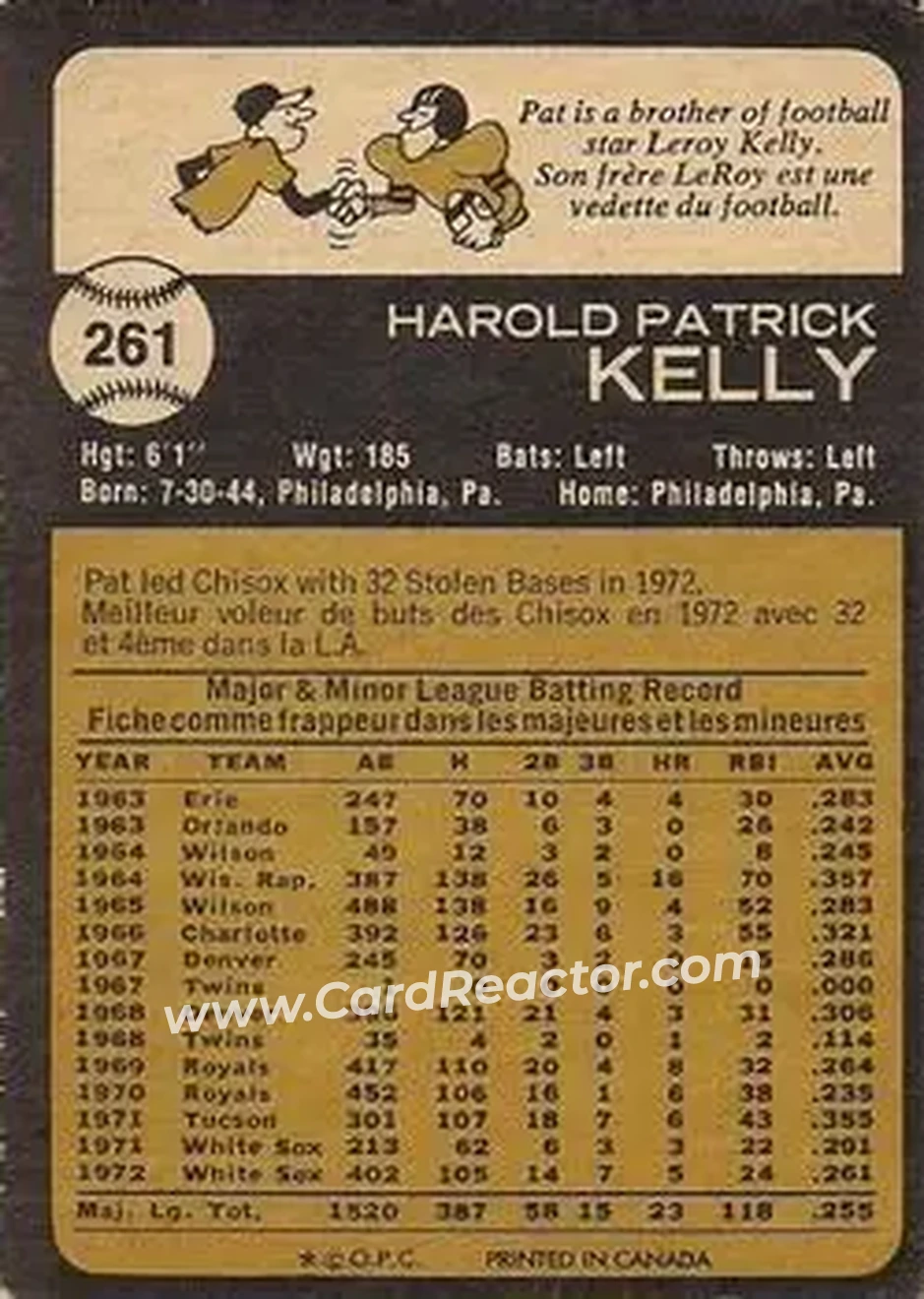 Back of Pat Kelly