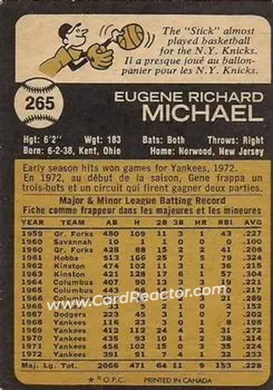 Back of Gene Michael