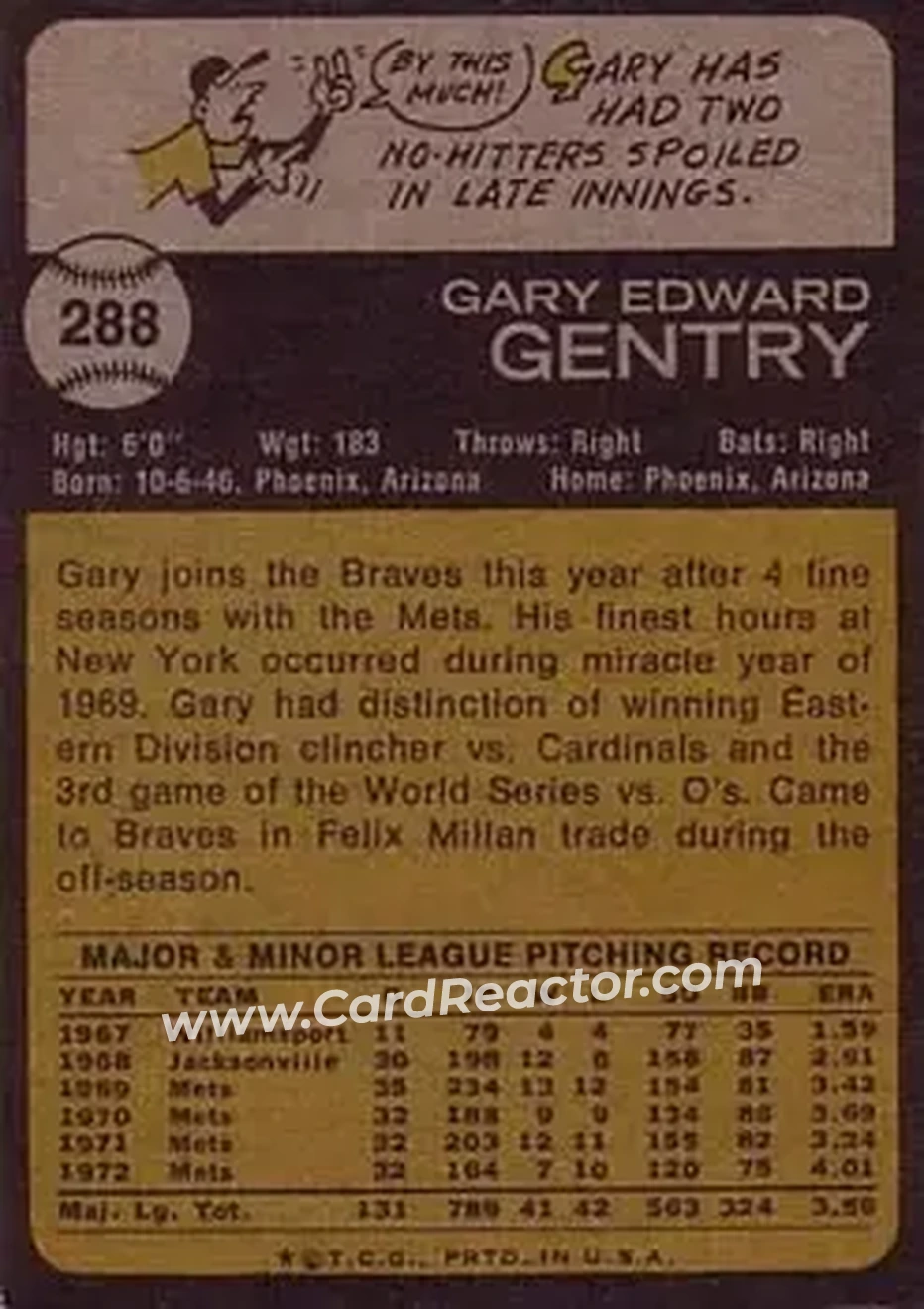 Back of Gary Gentry