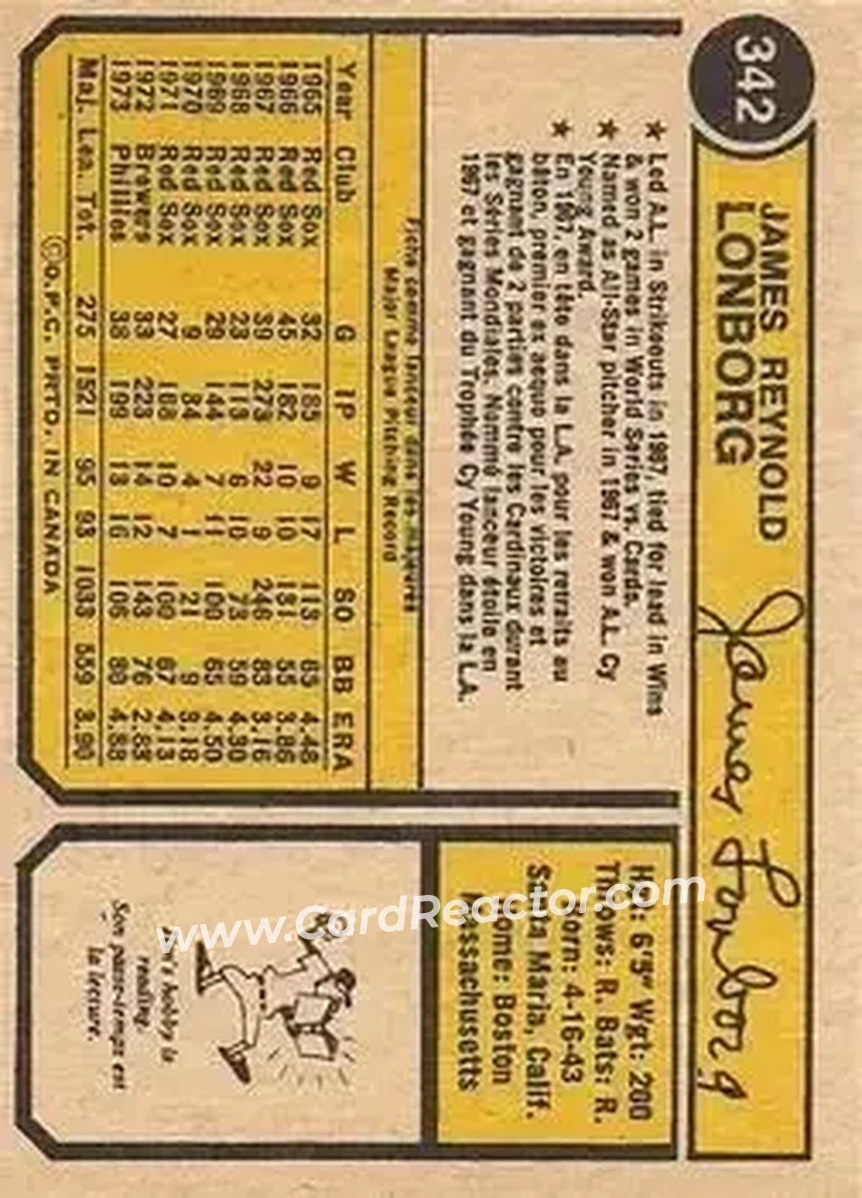 Back of Jim Lonborg