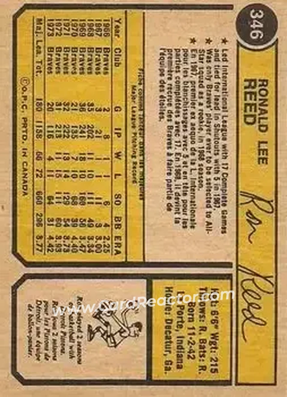 Back of Ron Reed