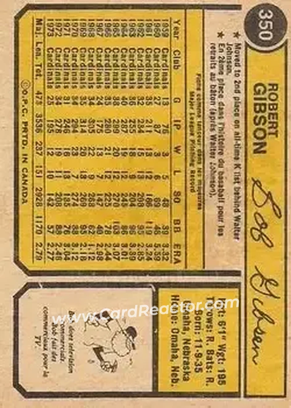 Back of Bob Gibson