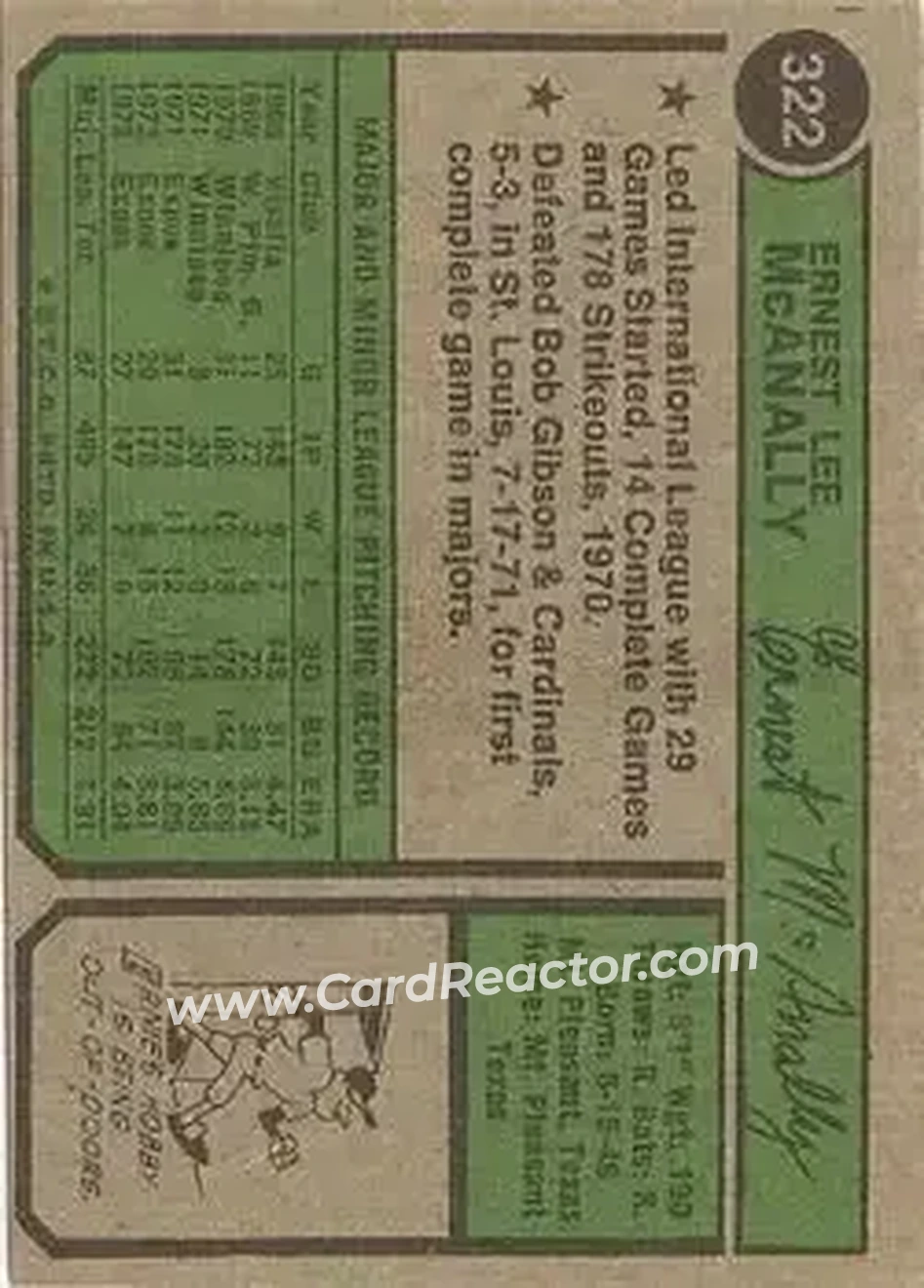 Back of Ernie McAnally