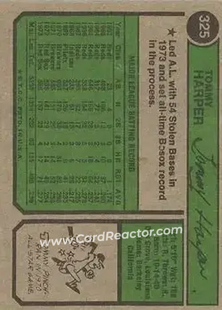 Back of Tommy Harper