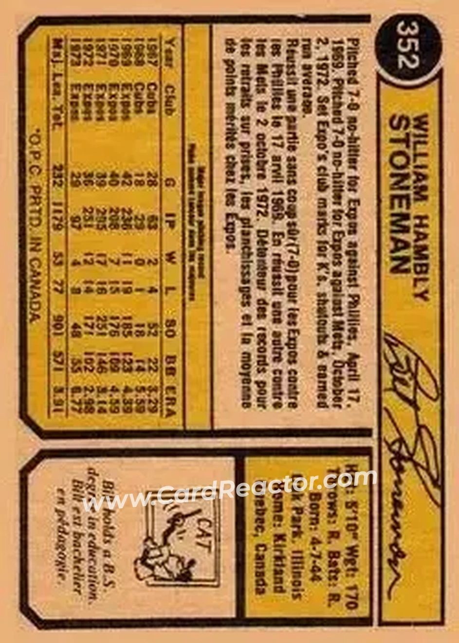 Back of Bill Stoneman