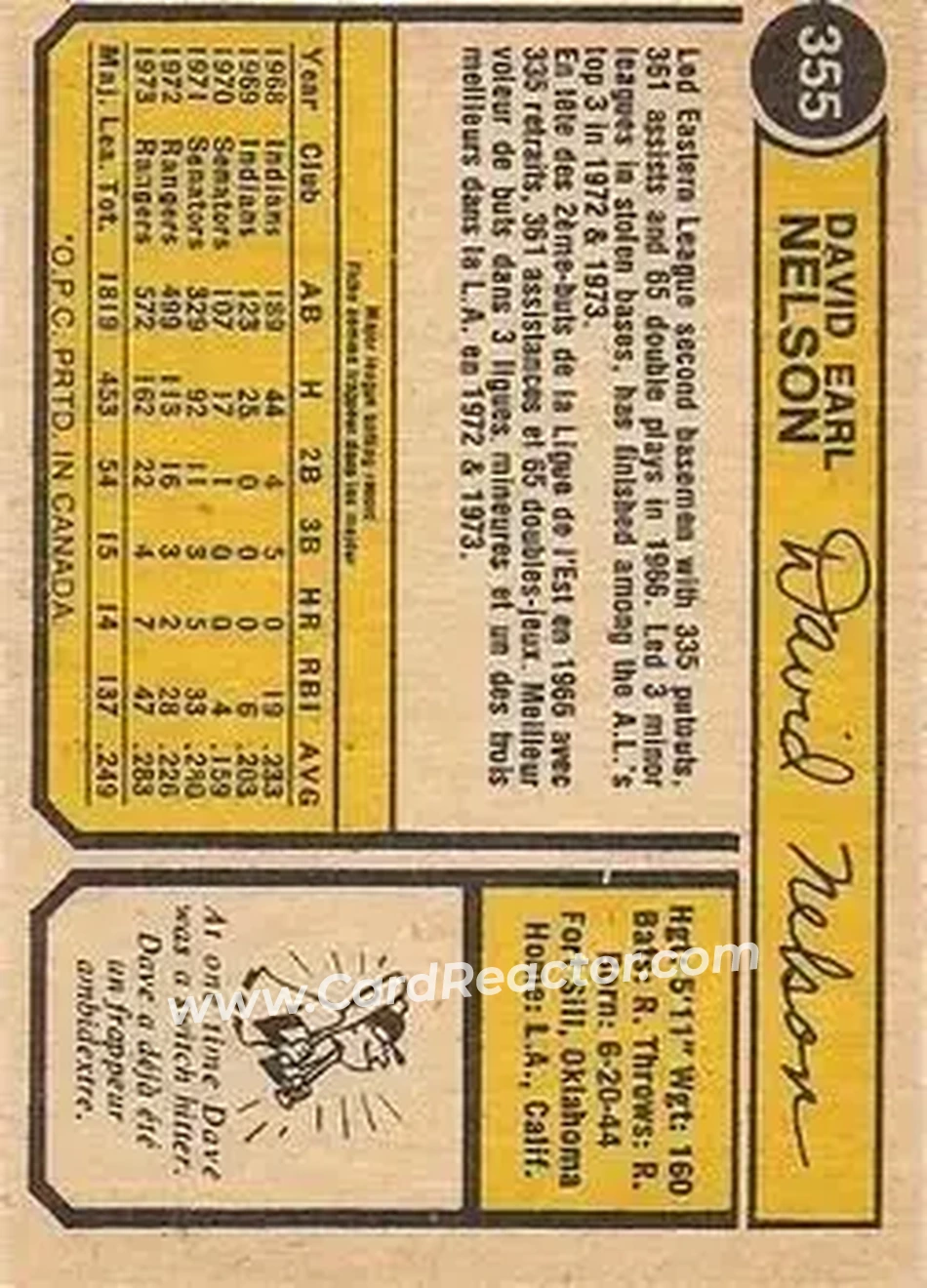 Back of Dave Nelson