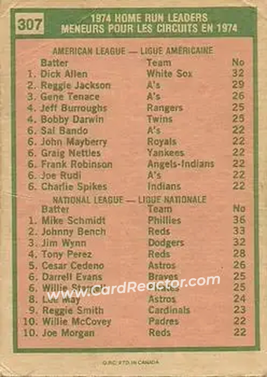 Back of Card #307