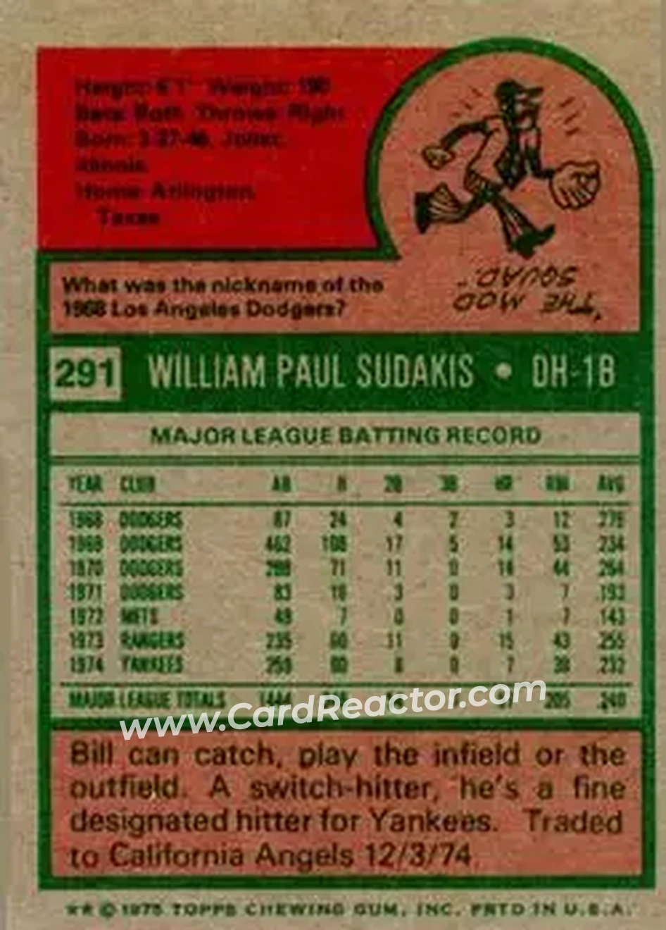 Back of Bill Sudakis