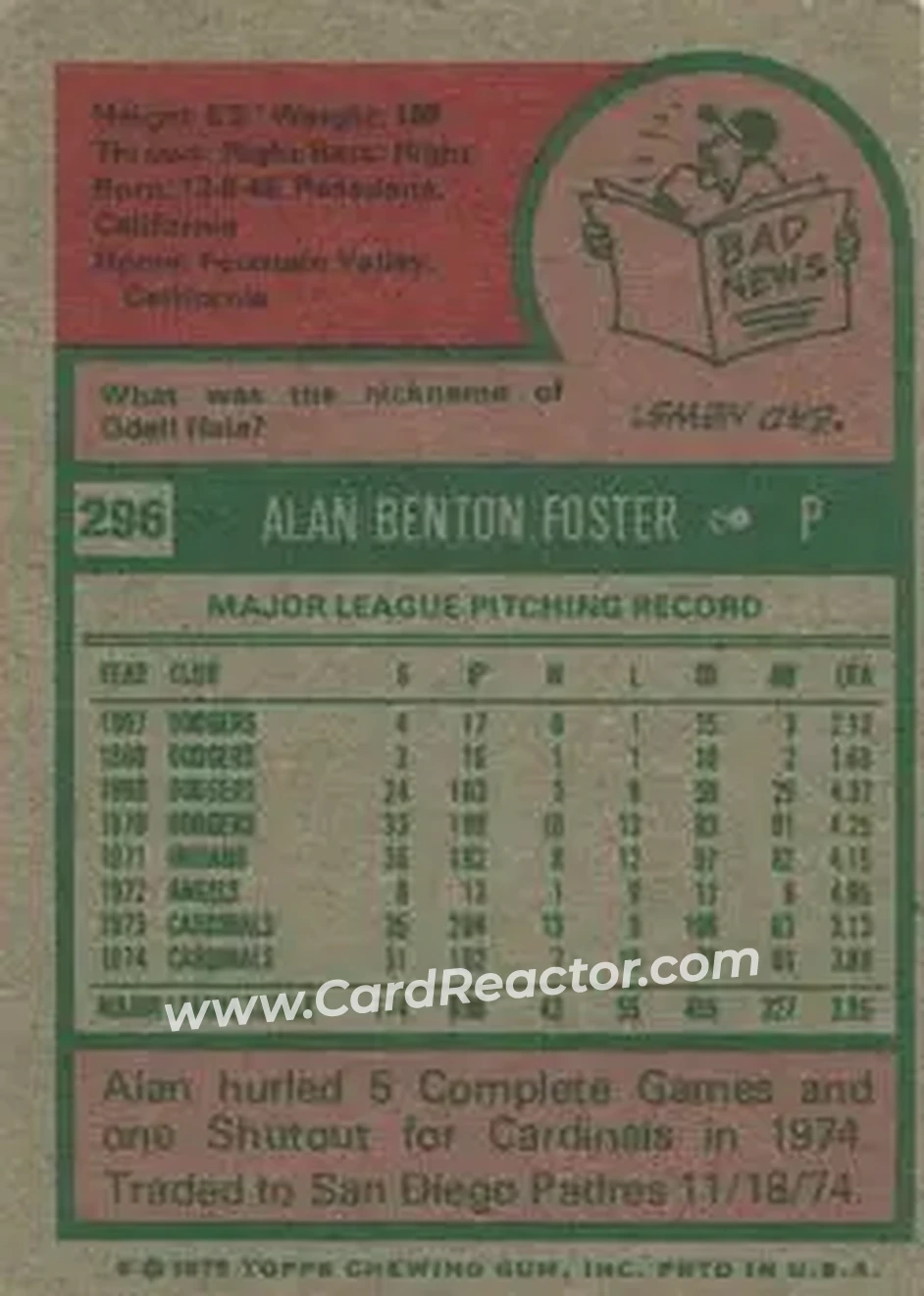 Back of Alan Foster