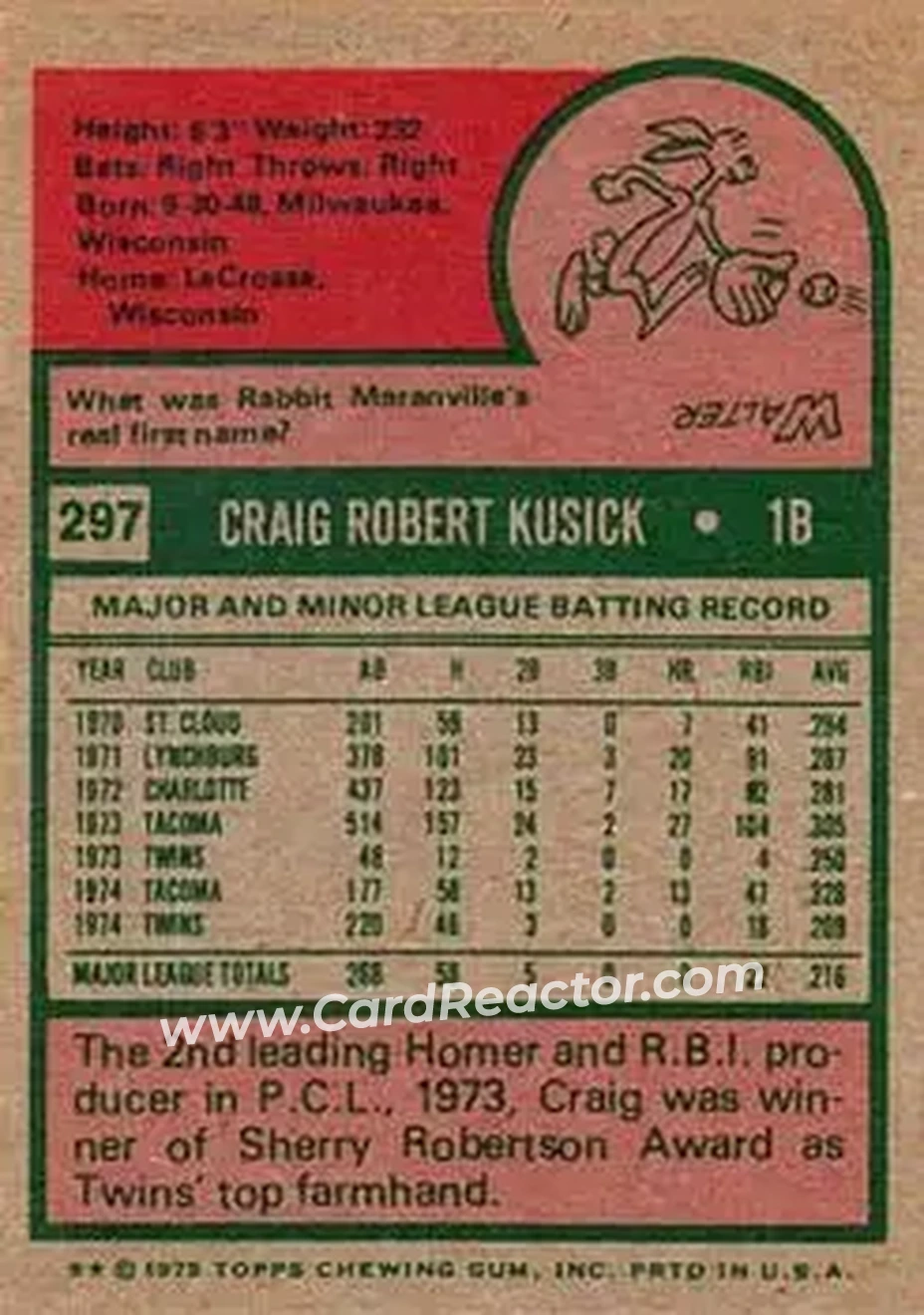 Back of Craig Kusick
