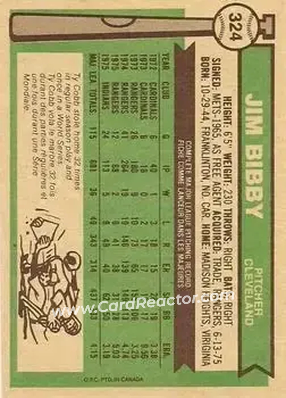 Back of Jim Bibby