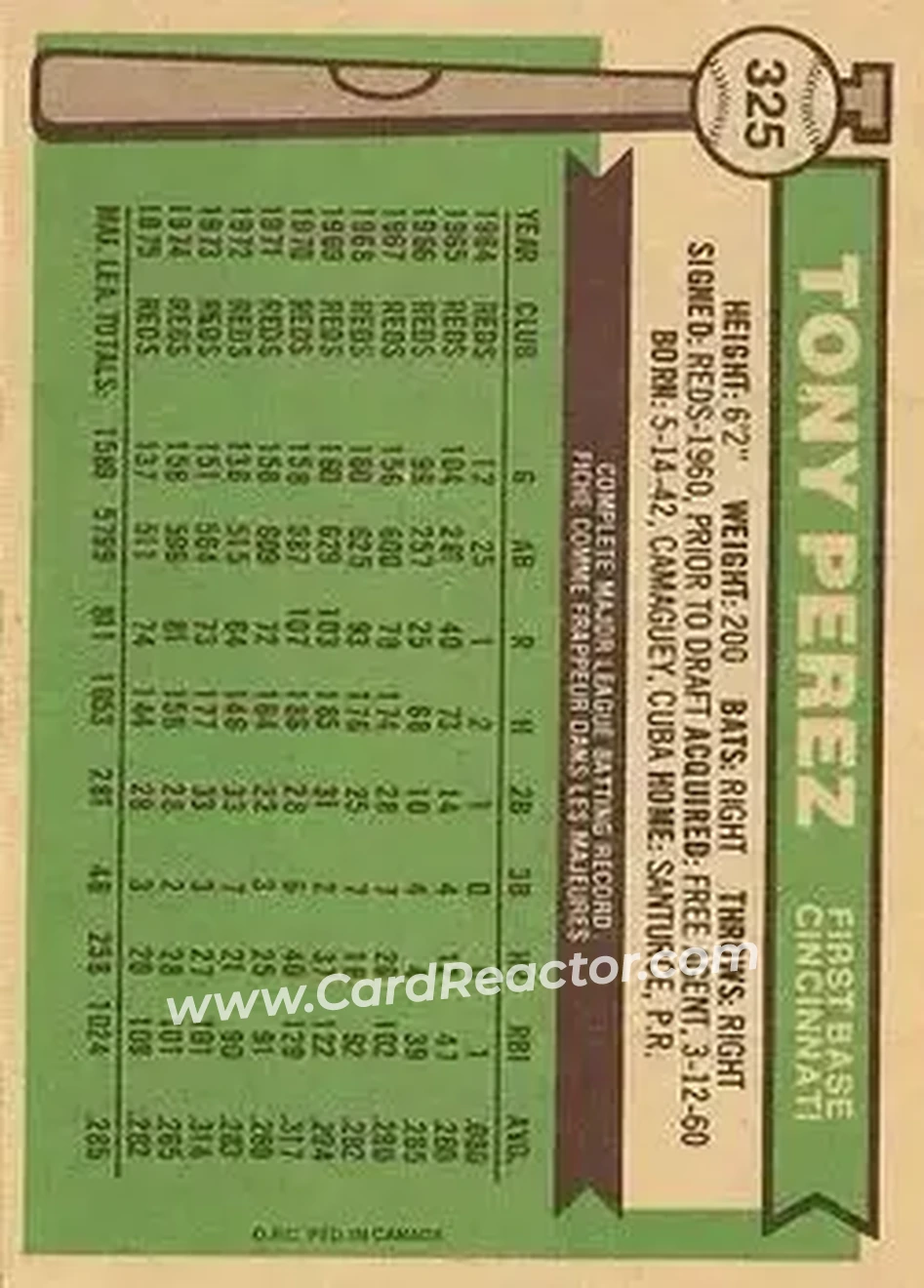 Back of Tony Pérez