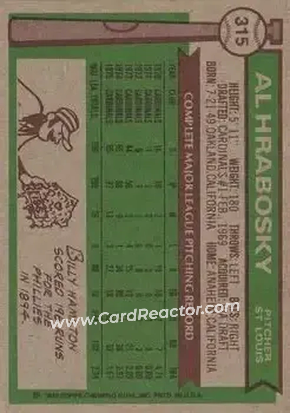 Back of Al Hrabosky