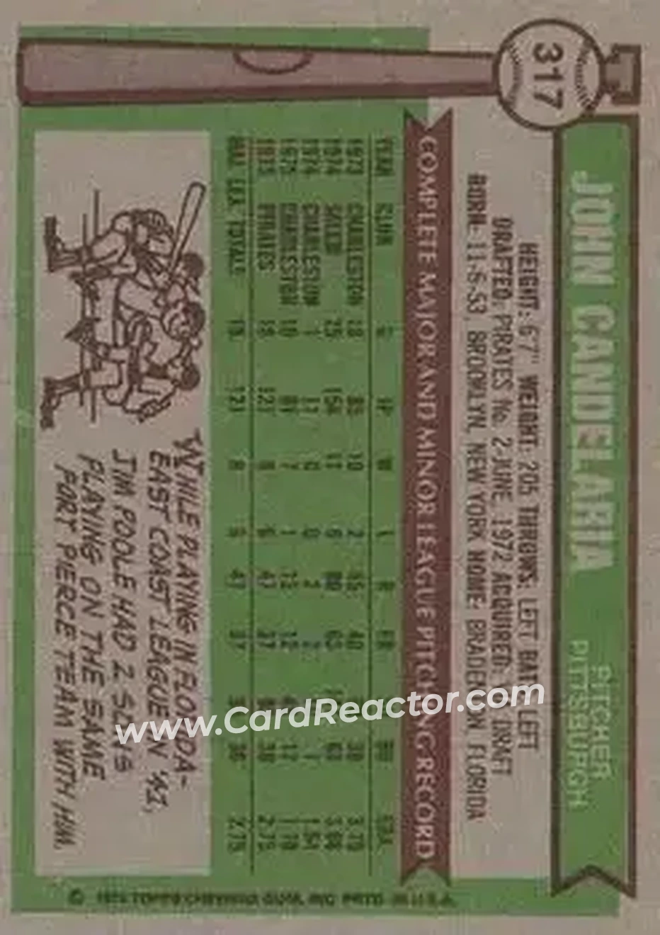 Back of John Candelaria