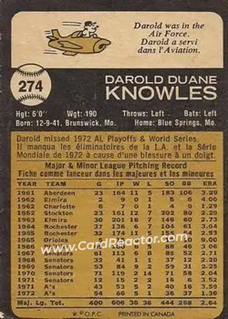 Back of Darold Knowles
