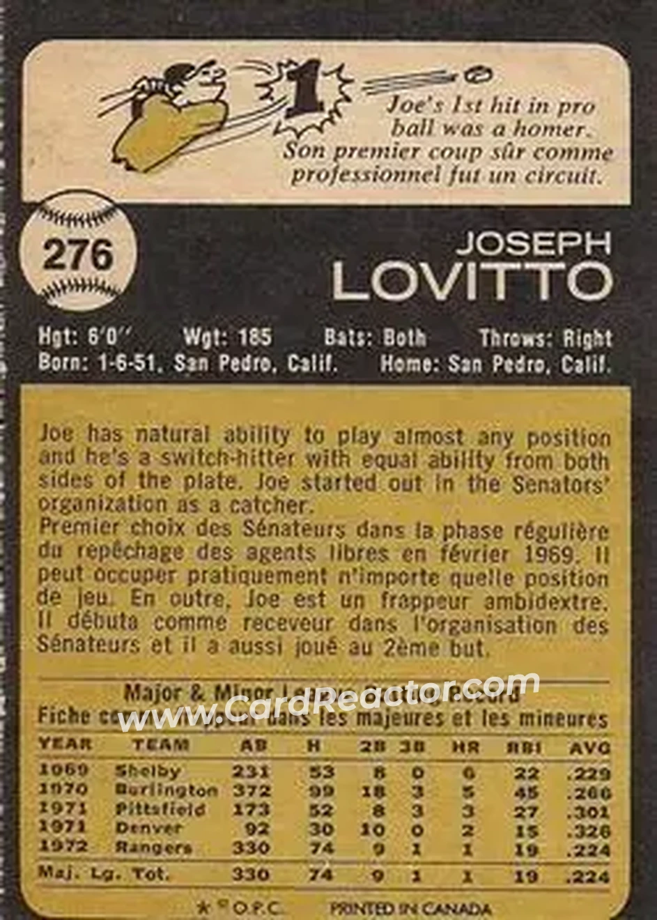Back of Joe Lovitto